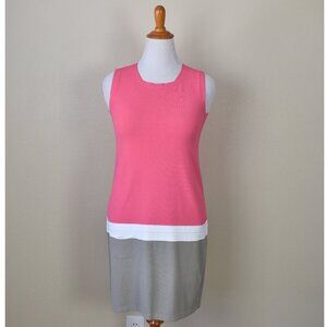 D. Exterior Color Block Stretch Knit Shift Dress - L